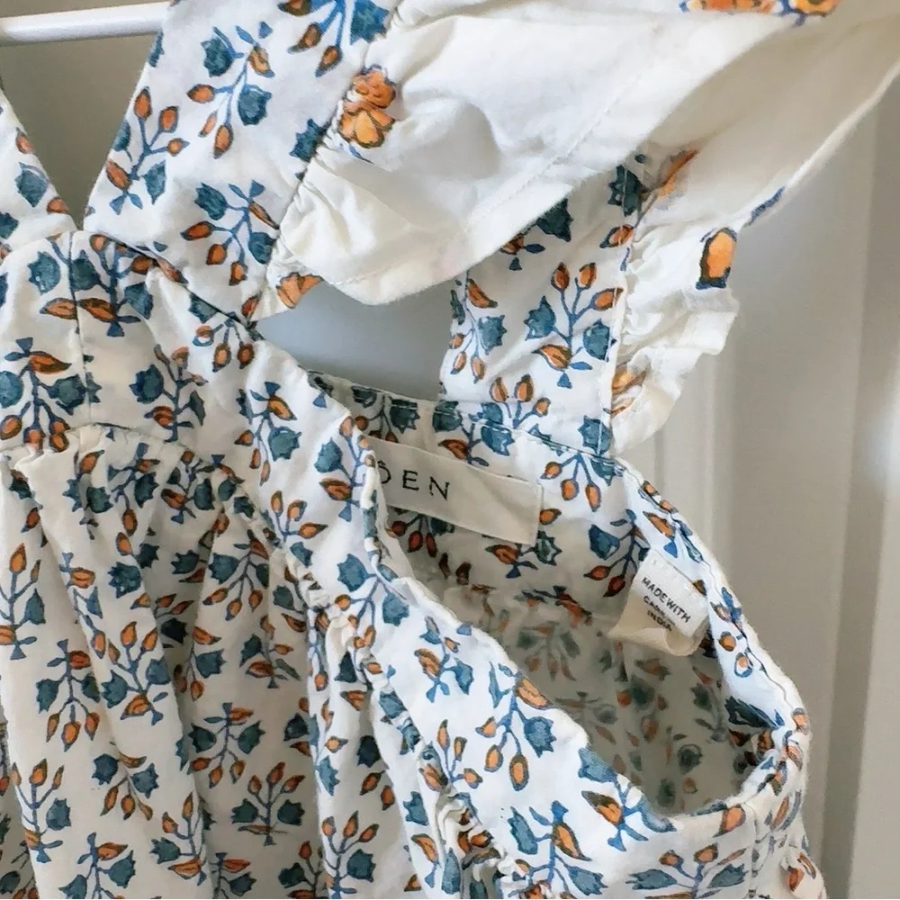 Doen White and Blue Floral Kids Dress - Picture 6 of 6
